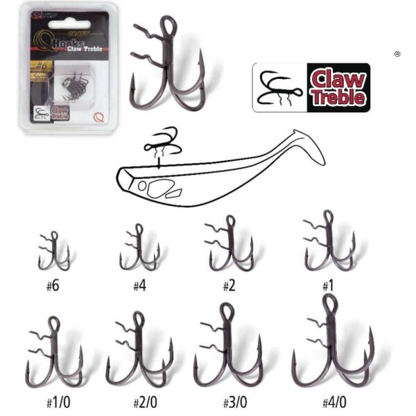 Zebco Quantum Q Hooks Claw Treble Gr4/0  /3Stck