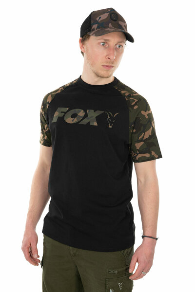 Fox Raglan T-Shirt Black/Camo Größe L